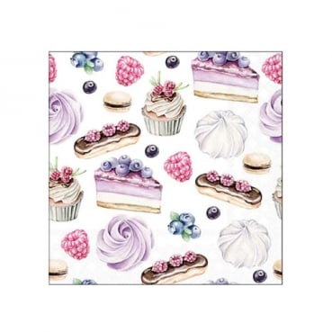 20er Pack Cocktail-Servietten Feines Gebäck und Obst, 25 x 25 cm