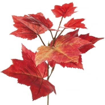 Deko Ahornblätter-Zweig in Rot, 35 cm Deko Ahornblätter-Zweig in Rot, 35 cm.