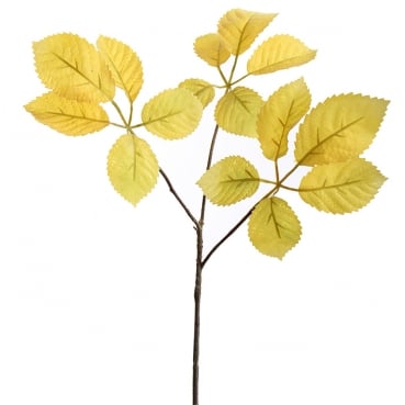 Kunstblume Blätterzweig in Gelb-Grün, 35 cm