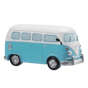 Kleiner Deko Retro Bus in Hellblau/Weiß, 80 mm, für Geldgeschenke