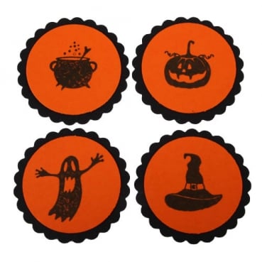 5 Geschenk-Buttons Halloween, 4 Motive zur Auswahl, 38 mm