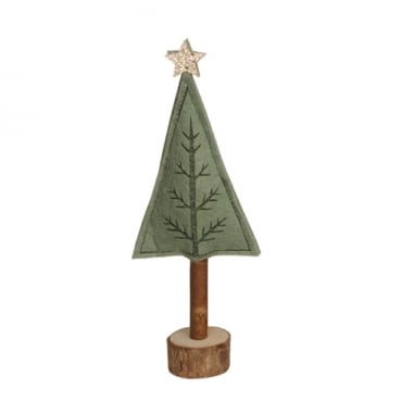 Filz Weihnachtsbaum auf Holzsockel, Muster 1, 21 cm