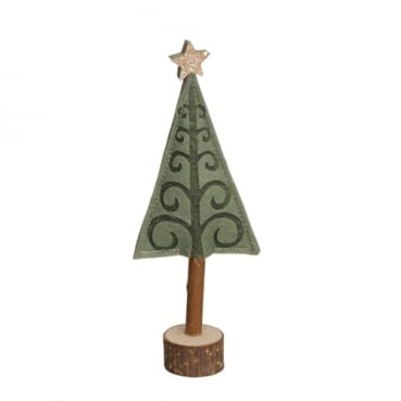 Filz Weihnachtsbaum auf Holzsockel, Muster 2, 21 cm