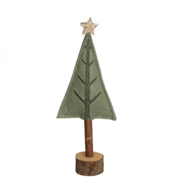 Filz Weihnachtsbaum auf Holzsockel, Muster 3, 21 cm