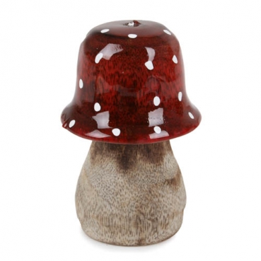 Deko Fliegenpilz aus Mangoholz, Hut rot lasiert, 75 mm