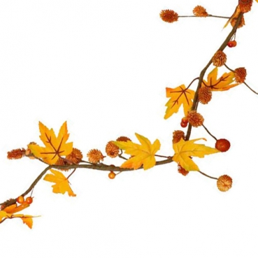 1,2 Meter Herbst Blätter Girlande mit Beeren, in Gelb-Orange mit Schlaufe
