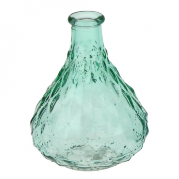Deko Glas Flaschen Väschen, Vintage in Mintgrün, 12 cm