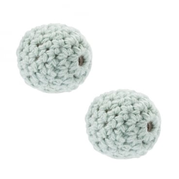 2 Häkel Perlen in Mintgrün, 20 mm, zum Basteln