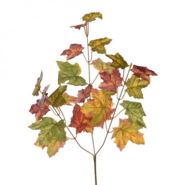 Deko Ahornblätter-Zweig in Grün/Braun, 60 cm