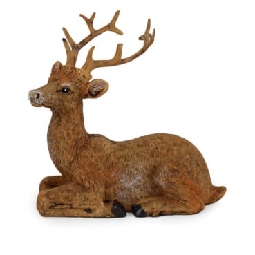 Dekofigur Hirsch liegend in Braun, 10 cm