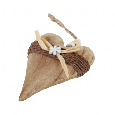 Holz Herz mit Verzierung zum Aufhängen in Braun, 10,5 cm.