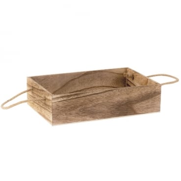 Holz Box Rustikal mit Seilhenkel, 28 x 18 cm