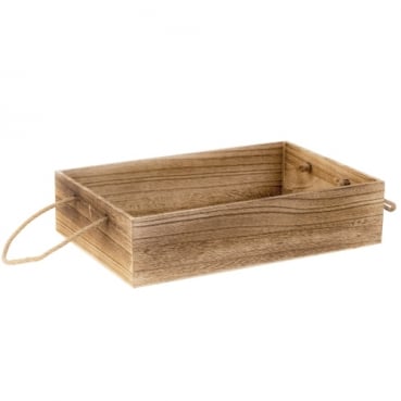 Holz Box Rustikal mit Seilhenkel, 34 x 24 cm