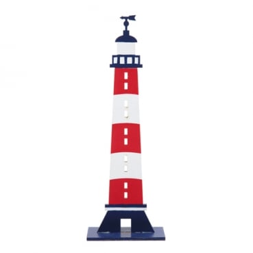 Holz Leuchtturm Maritim in Rot/Weiß, 26,5 cm