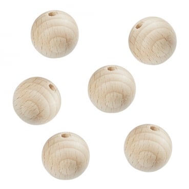 6 Holz Perlen in Hellbraun matt, 20 mm, zum Basteln
