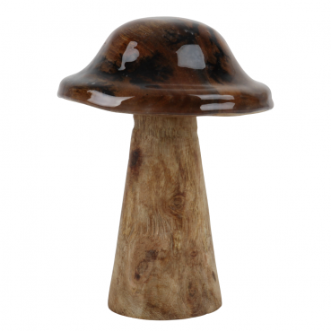 Deko Holz Pilz in Braun, 12 cm