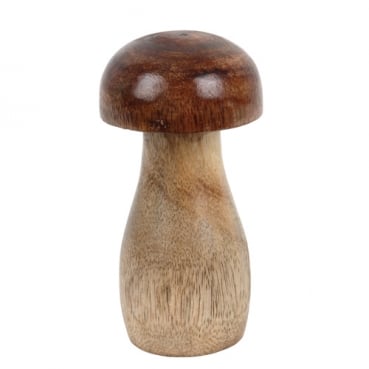 Deko Pilz aus Mangoholz in Braun, 12 cm