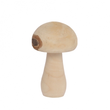 Deko Holz Pilz mit rundem Hut in Naturbraun, 10 cm