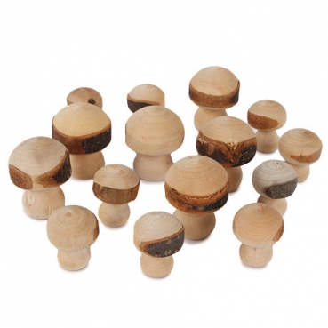 15 Streudeko Holz Pilze, 25 - 40 mm