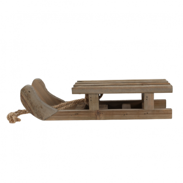 Deko Holz Schlitten in Braun, 32 cm.