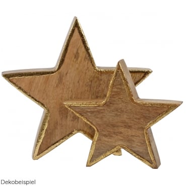 Mangoholz Stern, Weihnachten, mit Rand in Gold, 13,5 cm Mangoholz Stern, Weihnachten, mit Rand in Gold, 13,5 cm und 18 cm..