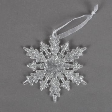Deko Eiskristall in Glas-Optik mit Glitzer zum Aufhängen, Nr. 1, 10,5 cm