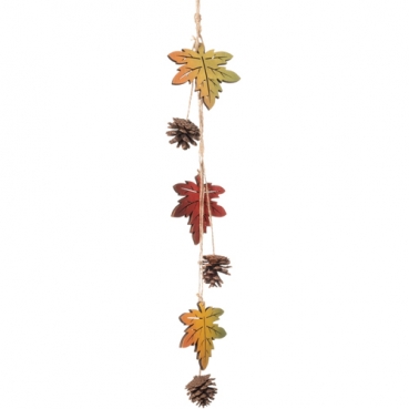 Herbst Deko Türhänger, Wandhänger, Holz Ahornblätter, Zapfen, 55 cm