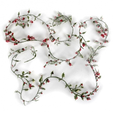 1,2 Meter Deko Ilex Winterbeeren Girlande mit Schnee