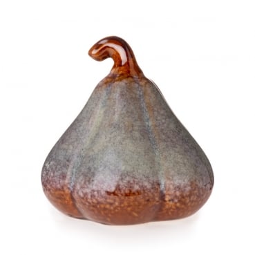 Steingut Kürbis in Beige/Braun glasiert, 92 mm