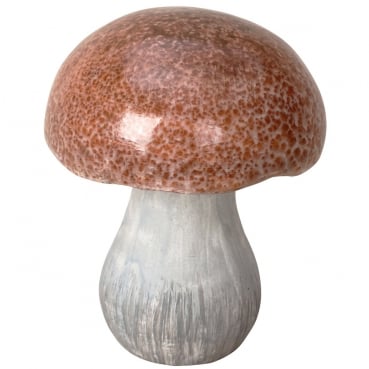Großer Keramik Pilz in Braun/Grau, 16,5 cm