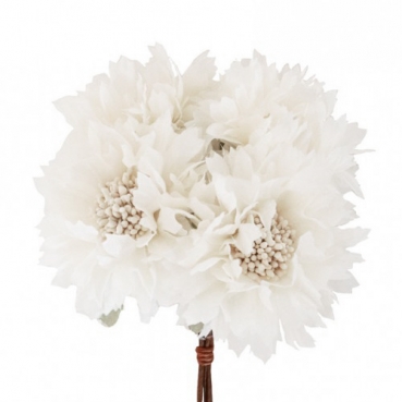 4er Bund Deko Blumen in Weiß, 26 cm 4er Bund Deko Blumen in Weiß, 26 cm, Nahaufnahme.