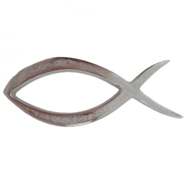 Metall Deko Fisch in Silber, 18 cm