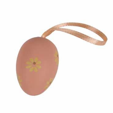 Deko Osterei zum Aufängen in Peach mit pastellgelben Blümchen.