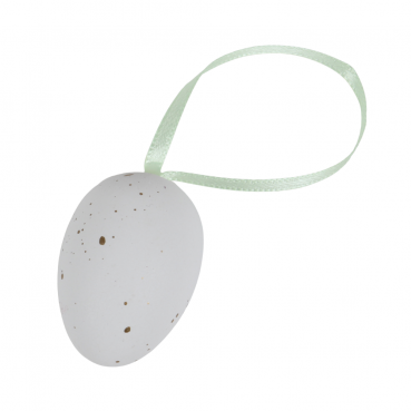 Deko Osterei zum Aufängen in Weiß gold gesprenkelt.