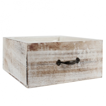 Holz Deko Schublade, Pflanzschublade, Shabby Chic, Größe L in Weiß/Braun, 25 cm