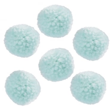 6 Kleine Pompons in Mintblau, 30 mm, als Streudeko oder zum Basteln