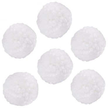 6 Kleine Pompons in Weiß, 30 mm, als Streudeko oder zum Basteln