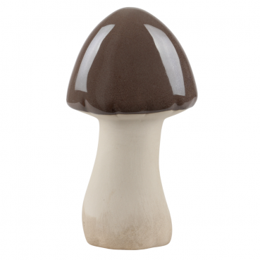 Großer Porzellan Pilz mit Hut in Braun glasiert,19 cm