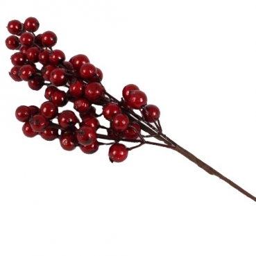 Deko Zweig mit großen, roten Beeren, 43 cm
