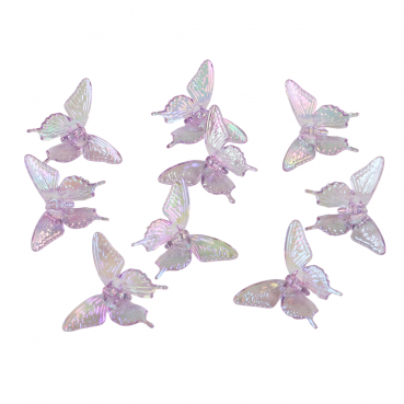 10 Deko Acryl Schmetterlinge in Flieder mit Perlmuttglanz, 40 mm