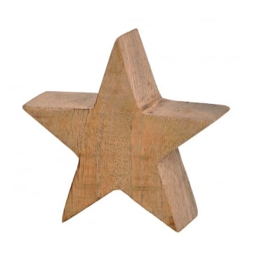 Kleiner Stern aus Mangoholz, Weihnachten, 10 cm