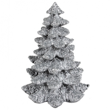 Glitzer Tannenbaum, Weihnachtsbaum in Silber, 16,5 cm