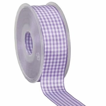 25 Meter Tischband, Dekoband Vichy, Karo in Lavendel/Weiß, 40 mm