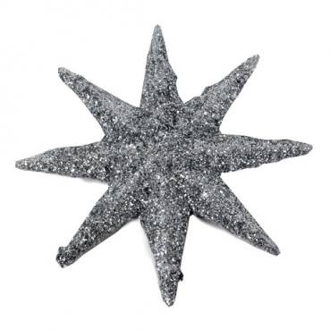 Deko Weihnachtsstern in Silber glitzernd, 10 cm