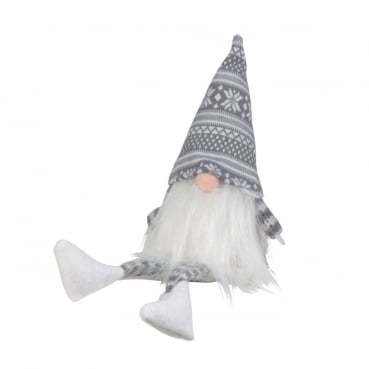 Deko Wichtel Kantenhocker mit Schlackerbeinen, in Grau, 22 cm