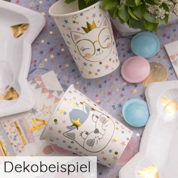 10er Pack Becher, Kindergeburtstag, Katzenparty, zweiseitig 10er Pack Becher Katzenparty, zweiseitig.