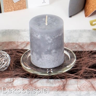 Dekobeispiel für Glas Kerzenteller rund, 11,4 cm.