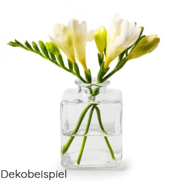 Dekobeispiel Glas Väschen eckig, 10 cm.