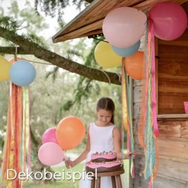 50 Luftballons bunt, 23 cm Durchmesser Dekobeispiel bunte Luftballons.
