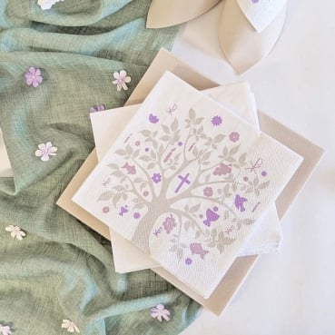 Dekobeispiel Kommunion Konfirmation Servietten Baum